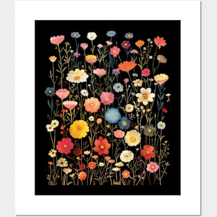 Colorful wildflowers in boho style Posters and Art